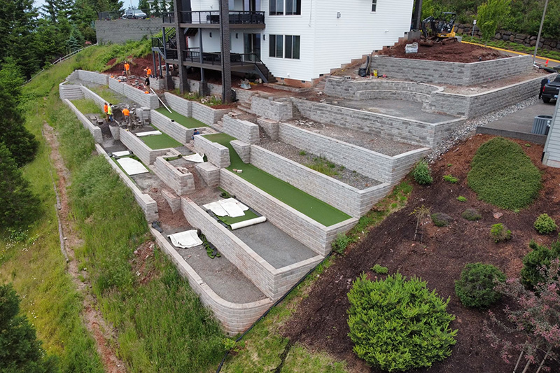 Oregon Block sloping yard