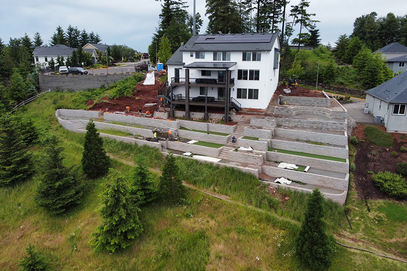 Oregon Block sloping yard