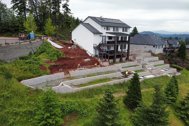 Oregon Block sloping yard